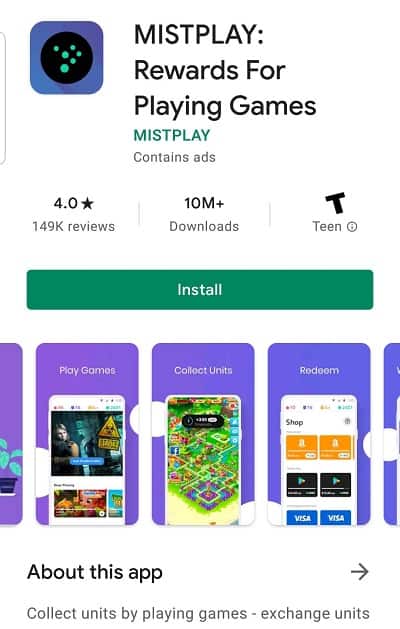 Mistplay app on Playstore