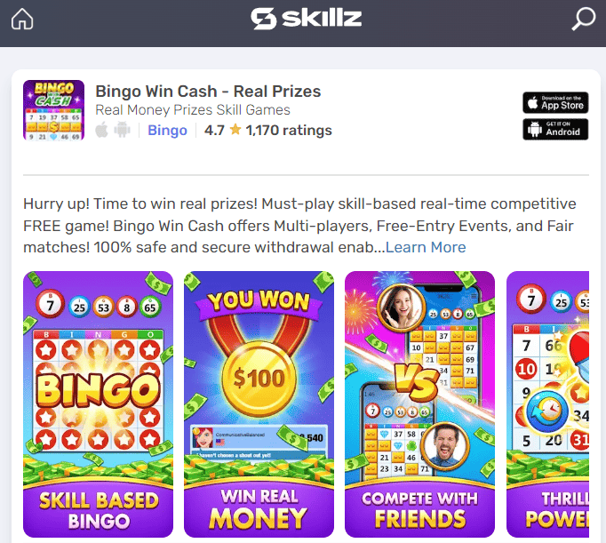 Bingo Win Cash on Skillz
