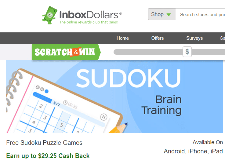 Sudoku on InboxDollars